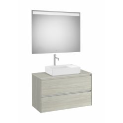   Komplett bútor, Roca Ona A851718512 mosdószekrény Pack ráültethető mosdóhoz, tükörrel, világos tö