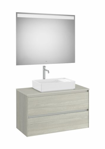 Komplett bútor, Roca Ona A851718512 mosdószekrény Pack ráültethető mosdóhoz, tükörrel, világos tö