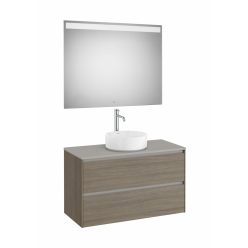   Komplett bútor, Roca Ona A851718511 mosdószekrény Pack ráültethető mosdóhoz, tükörrel, sötét szil