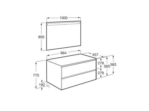 Komplett bútor, Roca Ona A851718511 mosdószekrény Pack ráültethető mosdóhoz, tükörrel, sötét szil