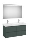 Komplett bútor, Roca Ona A851710513 mosdószekrény Pack dupla mosdóval, tükörrel, matt zöld