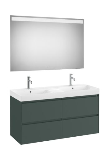 Komplett bútor, Roca Ona A851710513 mosdószekrény Pack dupla mosdóval, tükörrel, matt zöld