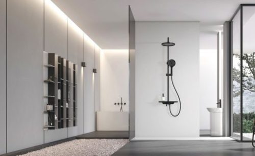 Zuhanyszett, Sanotechnik AST706 Zuhanyrendszer termosztátos csapteleppel, fekete