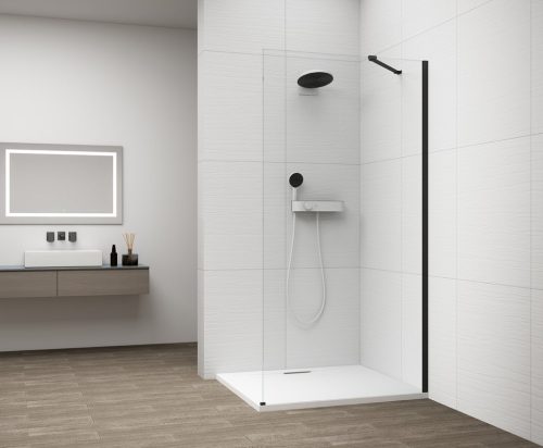 Walk-in, Sapho Esca Black Matt ES1015-02 Walk-in, falra szerelhető, transzparent üveg, 150 cm