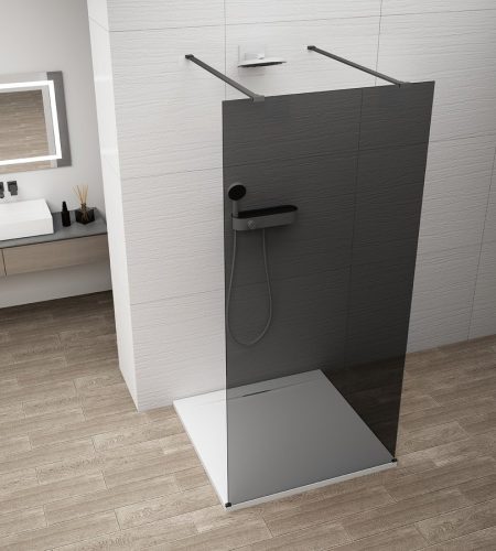 Walk-in, Sapho Esca Black Matt ES1210-06 Walk-in, szabadonálló, füst üveg, 100 cm