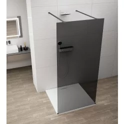   Walk-in, Sapho Esca Black Matt ES1213-06 Walk-in, szabadonálló, füst üveg, 130 cm