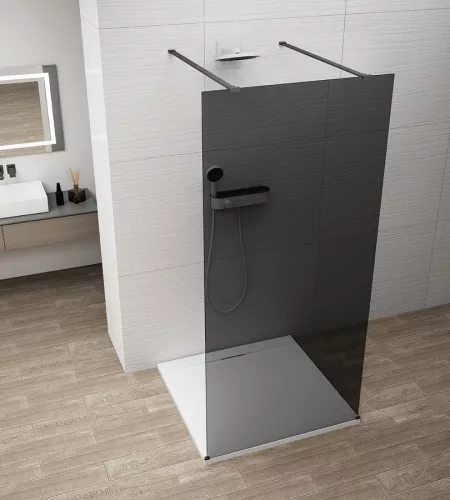 Walk-in, Sapho Esca Black Matt ES1213-06 Walk-in, szabadonálló, füst üveg, 130 cm