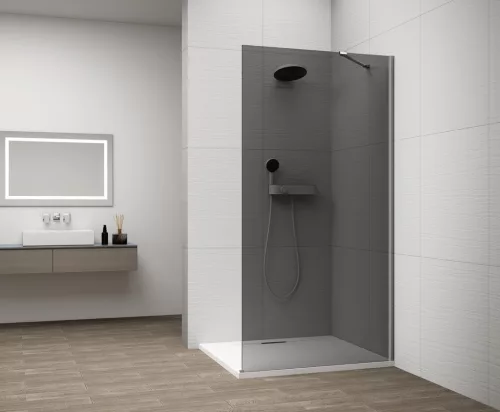 Walk-in, Sapho Esca Chrome ES1214-01 Walk-in, falra szerelhető, füst üveg, 140 cm
