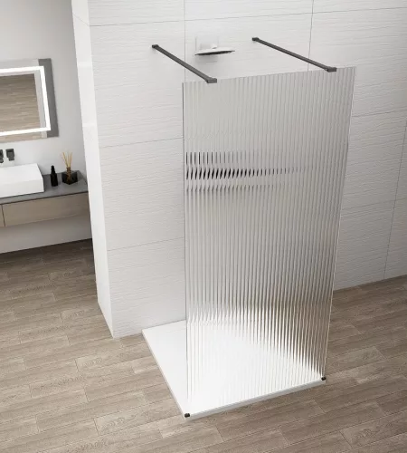 Walk-in, Sapho Esca Black Matt ES1314-06 Walk-in, szabadonálló, flutes üveg, 140 cm