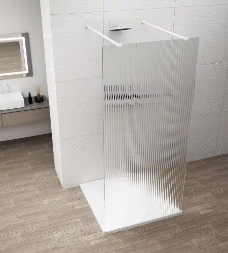 Walk-in, Sapho Esca White Matt ES1314-07 Walk-in, szabadonálló, flutes üveg, 140 cm