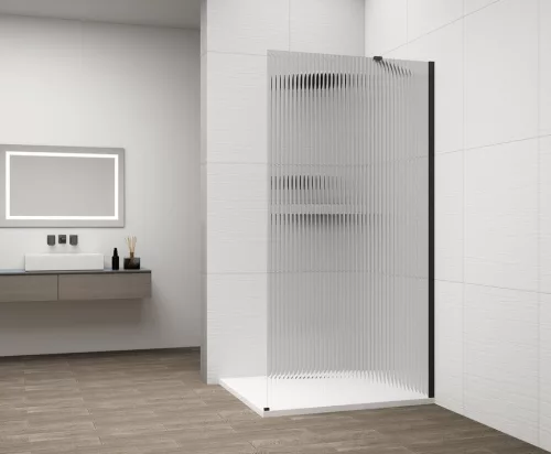 Walk-in, Sapho Esca Black Matt ES1315-02 Walk-in, falra szerelhető, flutes üveg, 150 cm