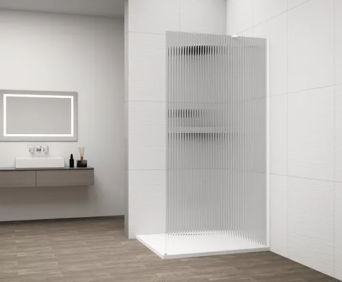 Walk-in, Sapho Esca White Matt ES1315-03 Walk-in, falra szerelhető, flutes üveg, 150 cm