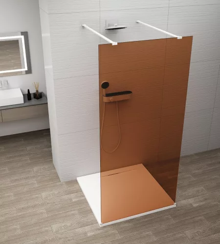 Walk-in, Sapho Esca White Matt ES1514-07 Walk-in, szabadonálló, barna üveg, 140 cm