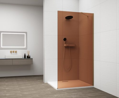 Walk-in, Sapho Esca Gold Matt ES1515-04 Walk-in, falra szerelhető, barna üveg, 150 cm