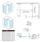 Zuhanyfal, Sapho Esca ES1380 Walk-in zuhanyfal, flutes üveg, 80x210 cm