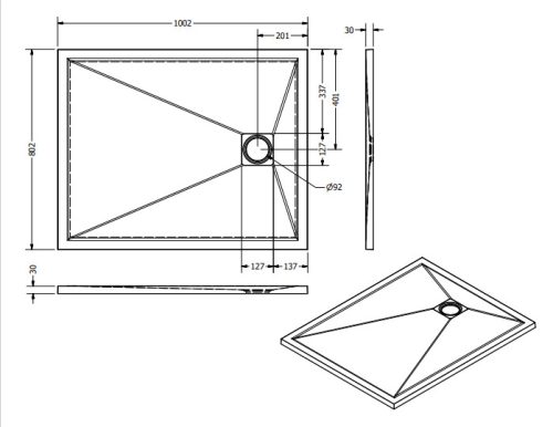 Zuhanytálca, West Eliza 80x100 cm, fehér