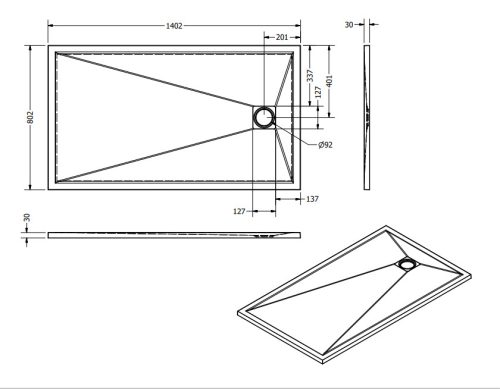 Zuhanytálca, West Eliza 80x140 cm, antrazite