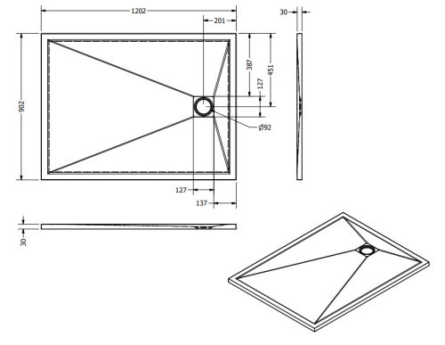 Zuhanytálca, West Eliza 90x120 cm, antrazite