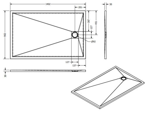 Zuhanytálca, West Eliza 90x140 cm, antrazite