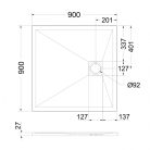 Zuhanytálca, West Zara 90x90 cm, cream