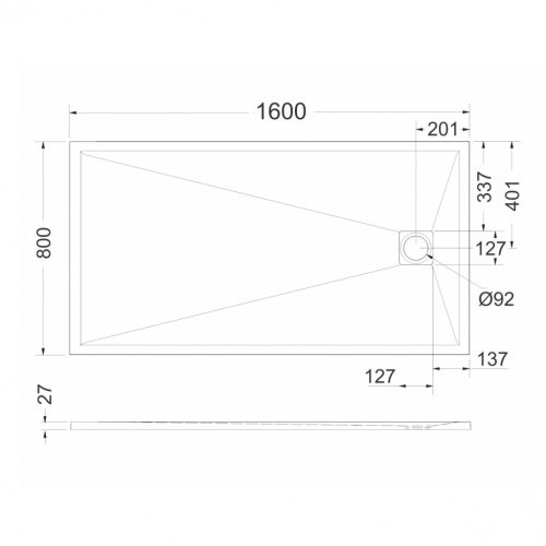 Zuhanytálca, West Zara 80x160 cm, black