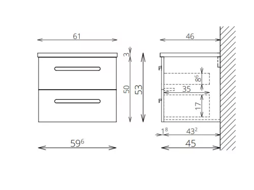 Alsó szekrény, Tboss Ohana 60 króm fogantyúval