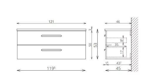 Alsó szekrény, Tboss Ohana 120 króm foganytú
