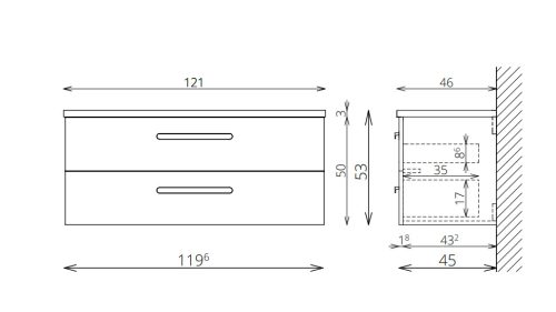 Alsó szekrény, Tboss Ohana 120 fekete foganytú