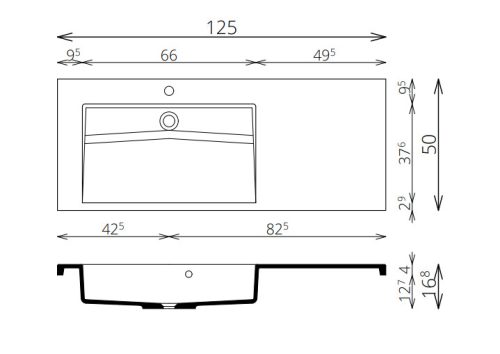 Alsó szekrény, Tboss Infini 125 1F balos medencével