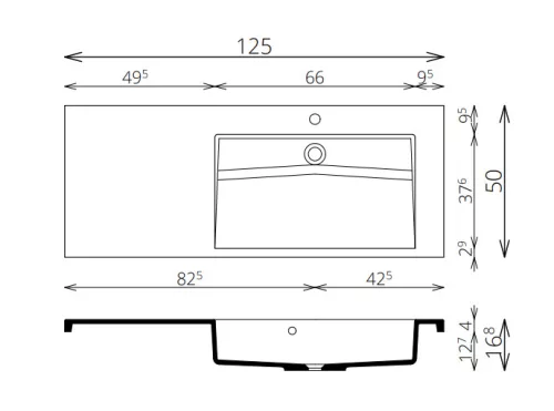 Alsó szekrény, Tboss Infini 125 1F jobbos medencével