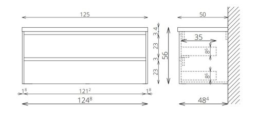 Alsó szekrény, Tboss Infini 125 2F balos medencével