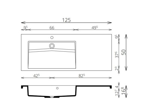 Alsó szekrény, Tboss Infini 125 2F balos medencével