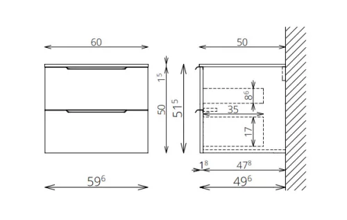 Alsó szekrény, Tboss Quarto 60 króm fogantyúval