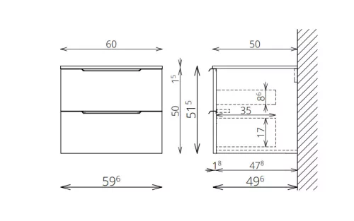 Alsó szekrény, Tboss Quarto 60 AM fekete fogantyúval