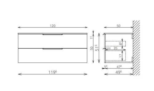 Alsó szekrény, Tboss Quarto 120 2F króm fogantyúval