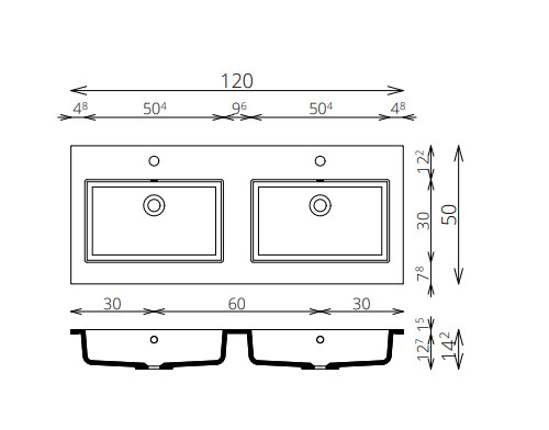 Alsó szekrény, Tboss Quarto 120 2F fekete fogantyúval
