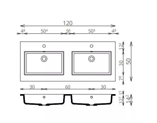 Alsó szekrény, Tboss Quarto 120 2F AM fekete fogantyúval