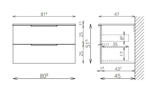 Alsó szekrény, Tboss Carvea 80 króm fogantyúval