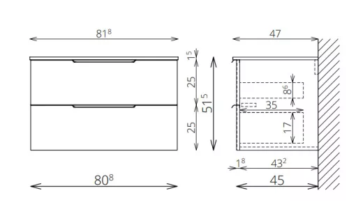 Alsó szekrény, Tboss Carvea 80 fekete fogantyúval