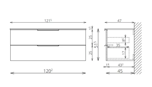 Alsó szekrény, Tboss Carvea 120 2F króm fogantyúval