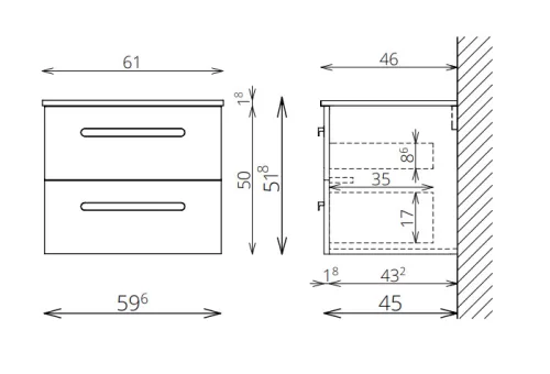 Alsó szekrény, Tboss Finix 60 fekete fogantyúval