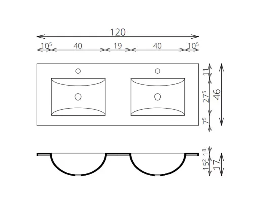 Alsó szekrény, Tboss Finix 120 2F fekete fogantyúval
