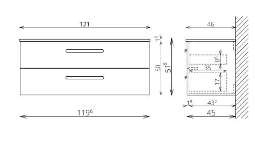 Alsó szekrény, Tboss Finix 120 2F fekete fogantyúval