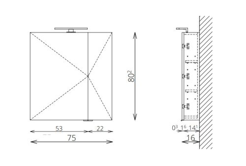 Felső szekrény, Tboss Mirror Box Vesna 75