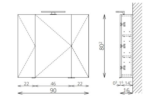 Felső szekrény, Tboss Mirror Box Vesna 90