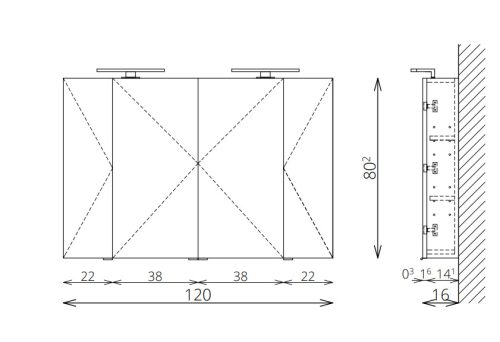 Felső szekrény, Tboss Mirror Box Vesna 120