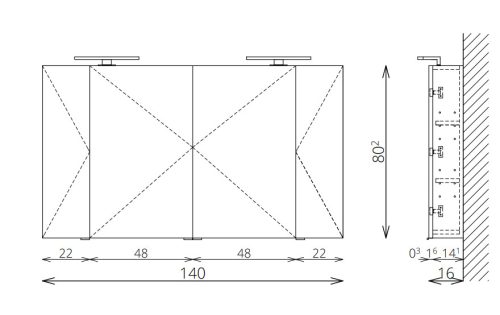 Felső szekrény, Tboss Mirror Box Vesna 140