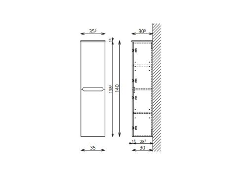 Fali szekrény, Tboss Arko F140 2A balos kiegészítőszekrény