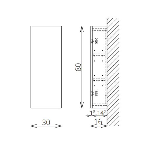Fali szekrény, Tboss Quarto F80 1A kiegészítőszekrény