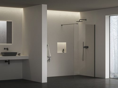 Walk-in, Ravak Walk In Wall Air-100 Fekete +Transparent, merevítővel GW9WA0300Z1C